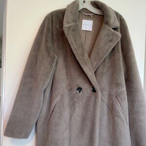 Rino and Pelle Faux Shearling 3/4 length double breasted coat - size 42